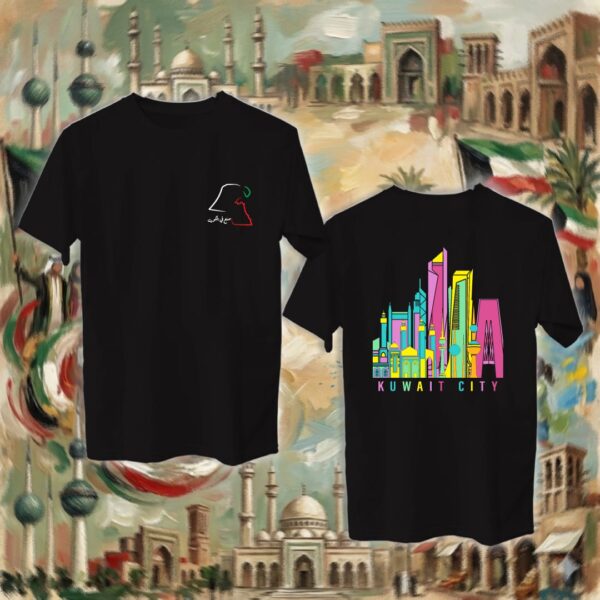 101-tshirt-black معالم الكويت - جهتين