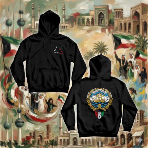 11-hoodie-black شعار الكويت بالأحرف العربية - جهتين