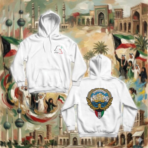 12-hoodie-white شعار الكويت بالأحرف العربية - جهتين